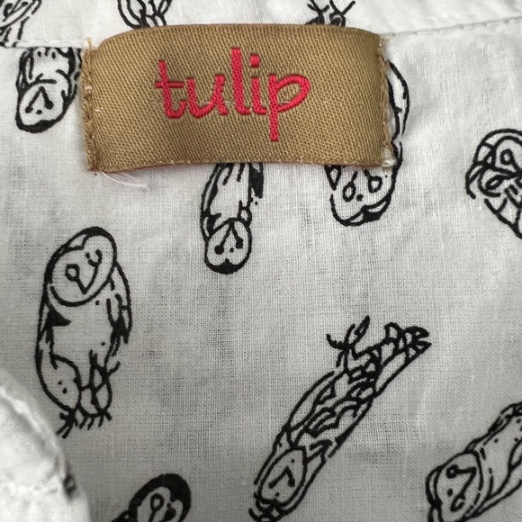 Tulip Demi Button Down Top, Owl Print, Size Large - Picture 2 of 7